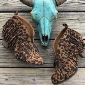 Fringe Leopard Print Booties